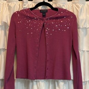 Ann Taylor Rose Cardigan with Sequins